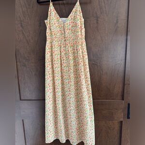 NWOT WAYF Cotton Floral Maxi Dress Orange & Yellow Floral